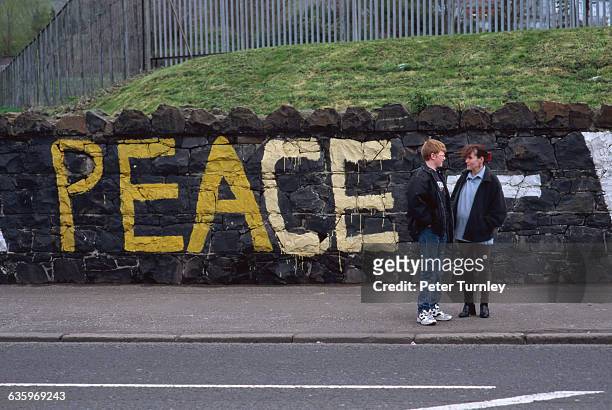 "Peace" Painted on Stone Wall