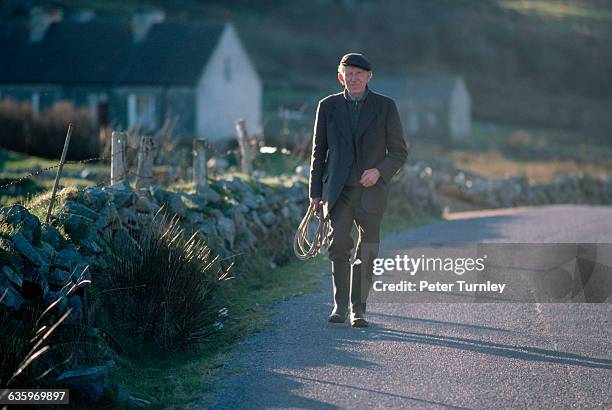 Irish Man Walking on a Country Road