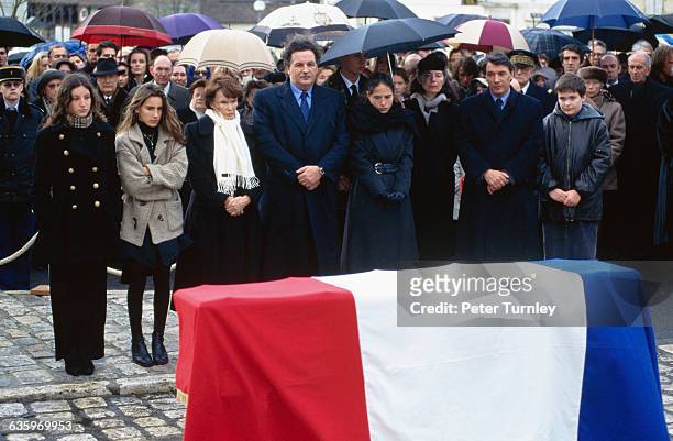 The family of Francois Mitterrand attends his private funeral in Jarnac, France.