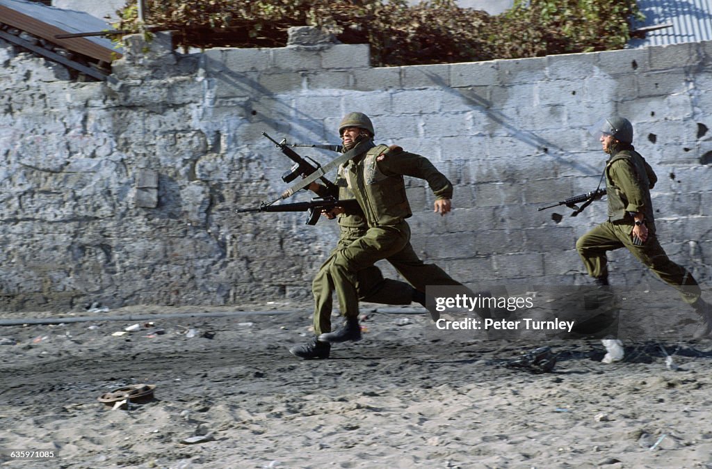 Israeli Soldiers Running with Their Weapons