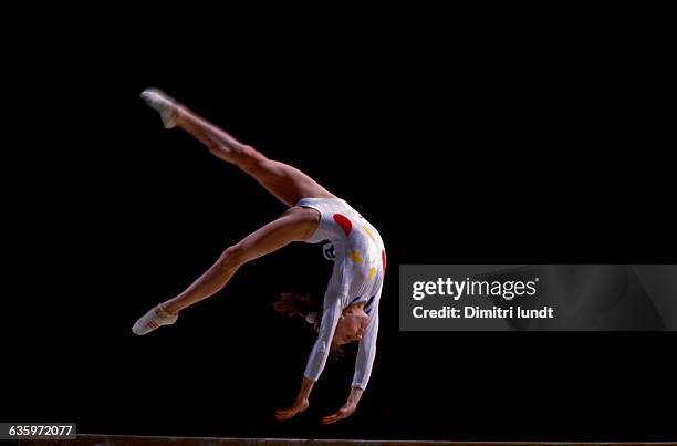 The Romanian gymnast performing a floor exercise at the French International.