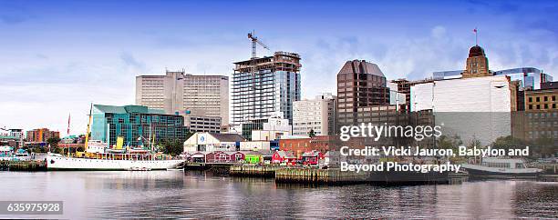 panoramic view of halifax harbour, nova scotia canada - halifax harbour stock-fotos und bilder