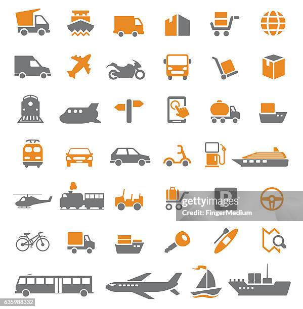 transport icon set - boat engine stock illustrations