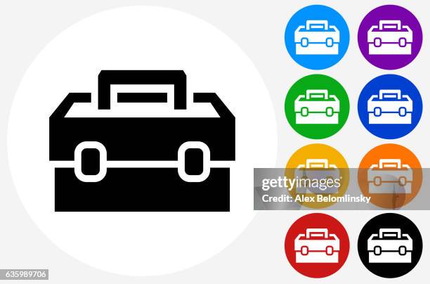 stockillustraties, clipart, cartoons en iconen met toolbox icon on flat color circle buttons - gereedschap
