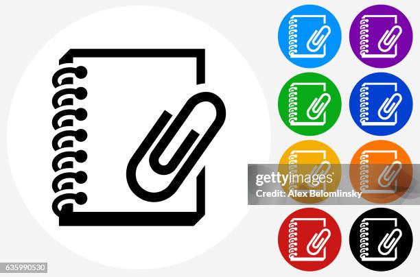 stockillustraties, clipart, cartoons en iconen met ring binder  paper clip icon on flat color circle buttons - ring binder