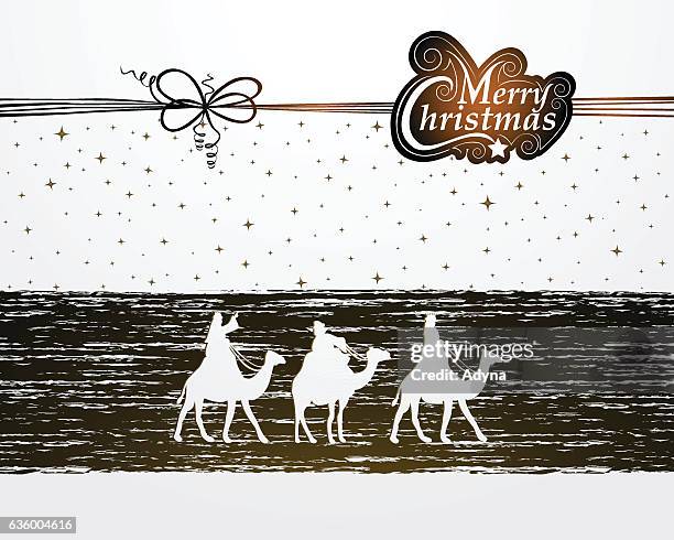 three wise men - bethlehem stock illustrations