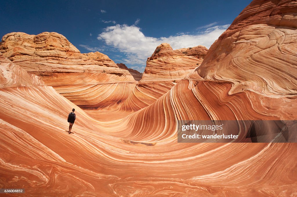 Lone hiker at Arizona's Wave