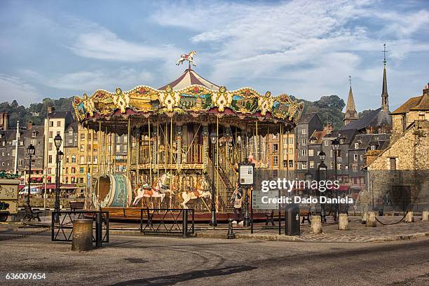 carousel at honfleur - honfleur stock-fotos und bilder