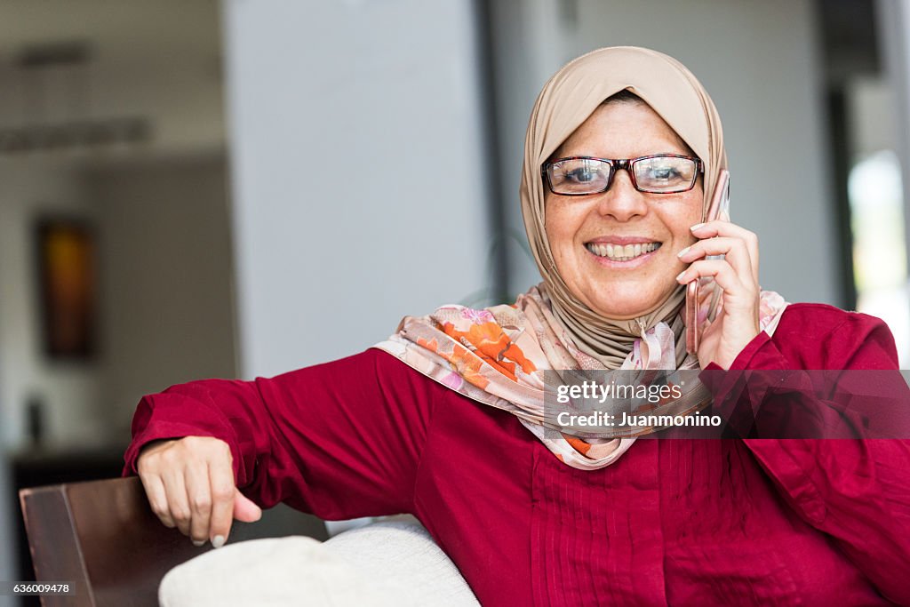 Smiling middle eastern woman