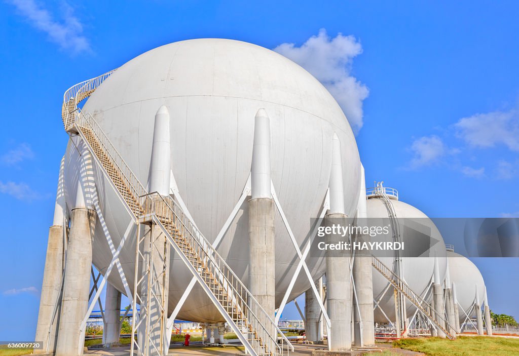 Sphere gas tanks on Petrochemical Plant