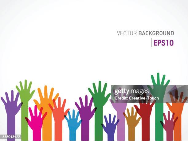 Colorful Community Of Human Hands, Stockfoto