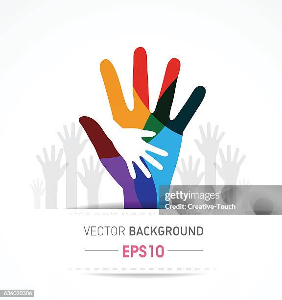 helping hand - volunteer hands colorful stock illustrations