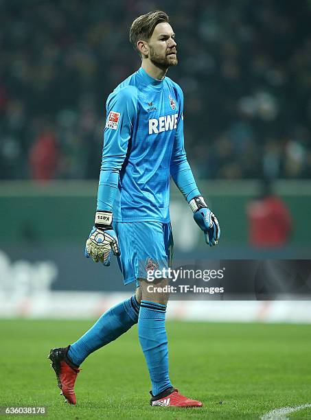 Goalkeeper Thomas Kessler of Cologne looks on during the Bundesliga match between Werder Bremen and 1. FC Koeln at Weserstadion on December 17, 2016...