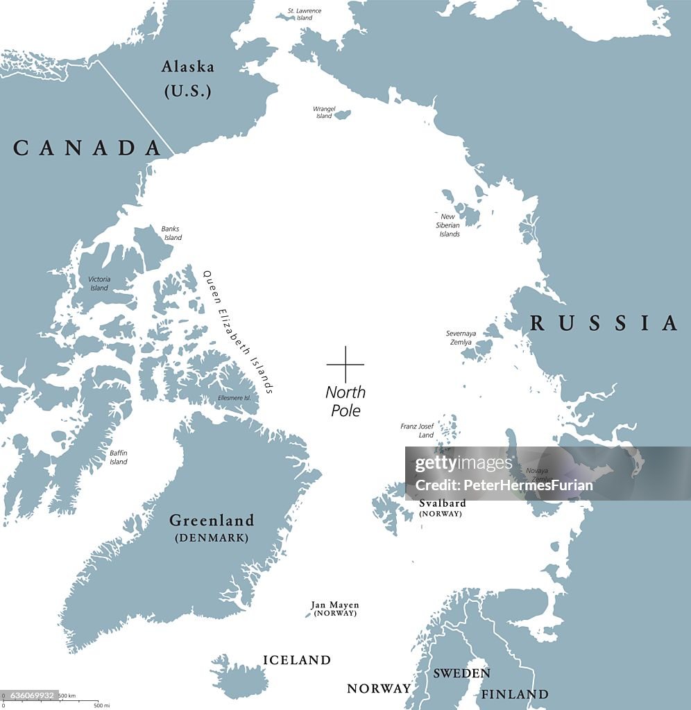 Arctic region political map