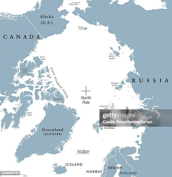 arctic region political map - russia usa stock illustrations