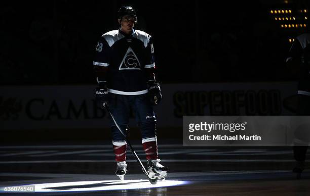 Patrick Wiercioch of the Colorado Avalanche skates prior to the game against the Florida Panthers at the Pepsi Center on December 16, 2016 in Denver,...