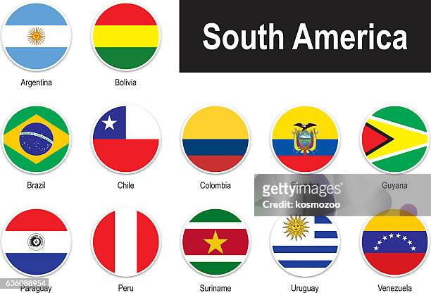 stockillustraties, clipart, cartoons en iconen met flags of south america - colombia v uruguay round of 16 2014 fifa world cup brazil