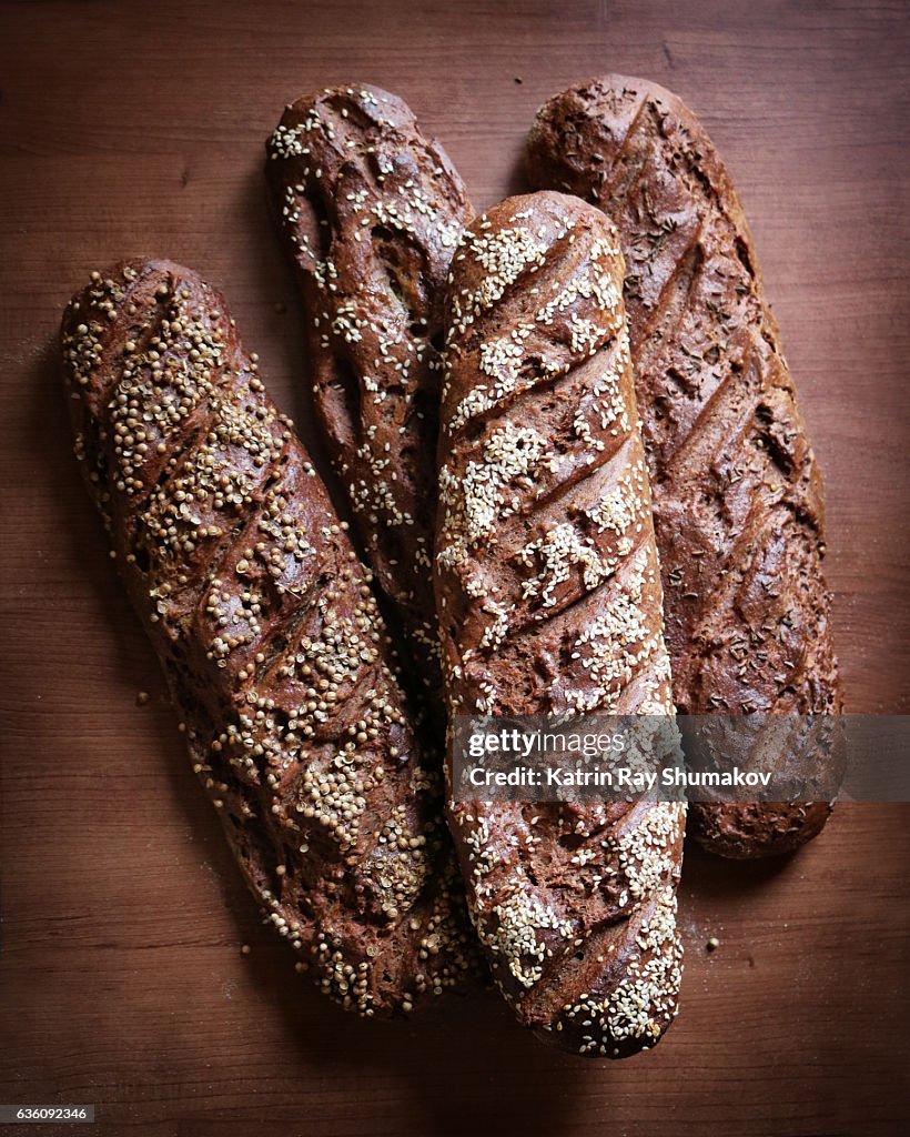 Homemade Rye Baguettes