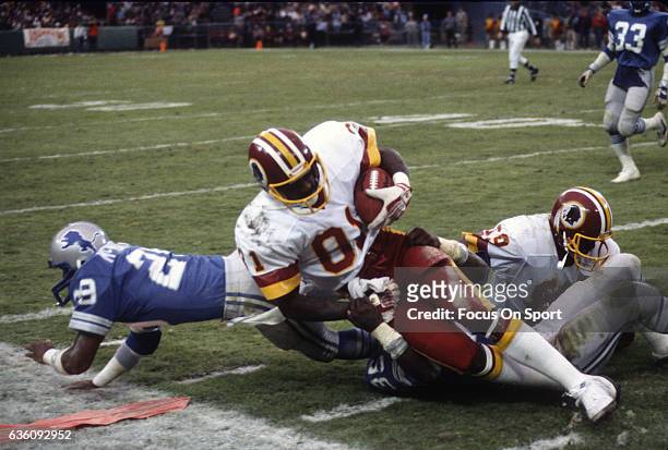 Wide Receiver Art Monk of the Washington Redskins in action against the Detroit Lions during an NFL game October 23, 1983 at RFK Stadium in...