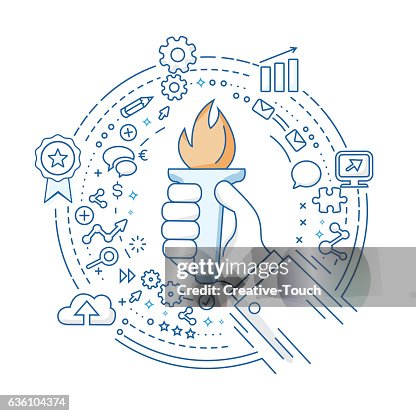 Hand and Gradient Circle Concept - Torch Hand and Gradient Circle Concept - Torch