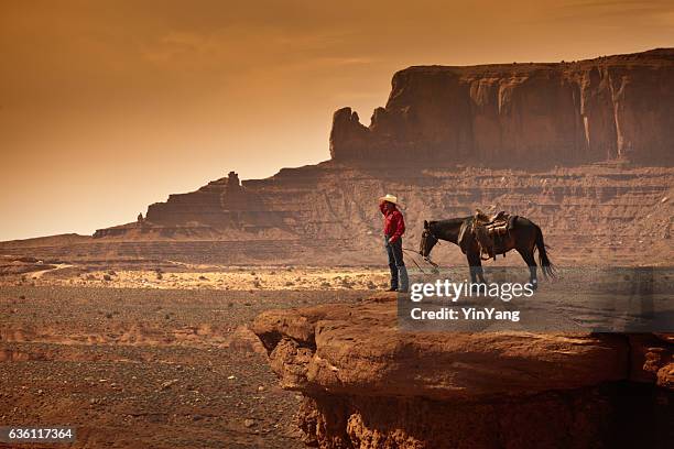 american southwest cowboy on horse - horseback riding arizona stock pictures, royalty-free photos & images