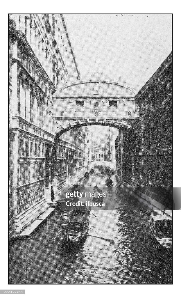 Antique dotprinted photographs of Italy: Venice, Bridge of Sighs
