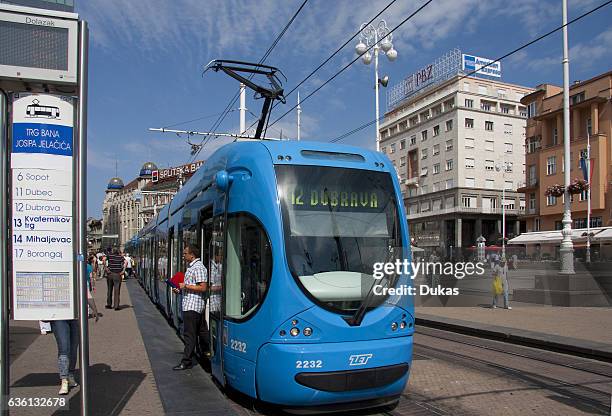 Tram on Ban Jelacic square in Zagreb.