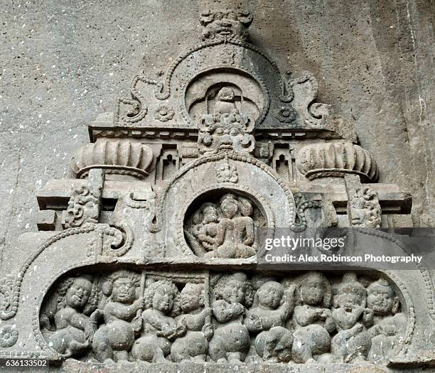 ellora caves carving - ellora stock pictures, royalty-free photos & images