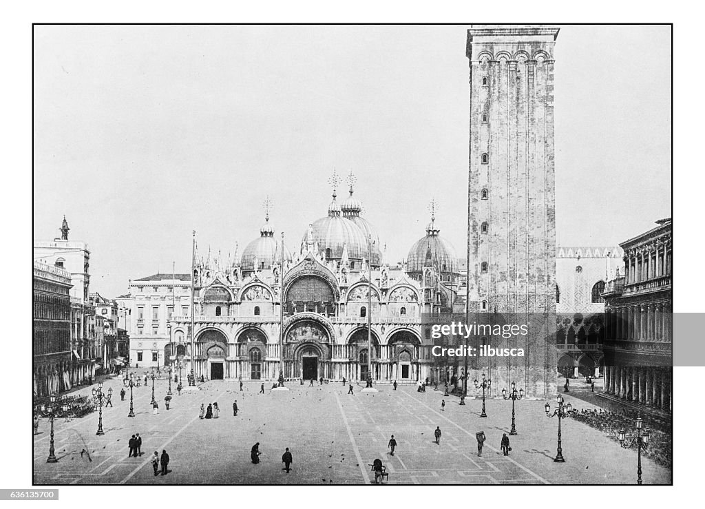 Antique dotprinted photographs of Italy: Venice, St Mark's square