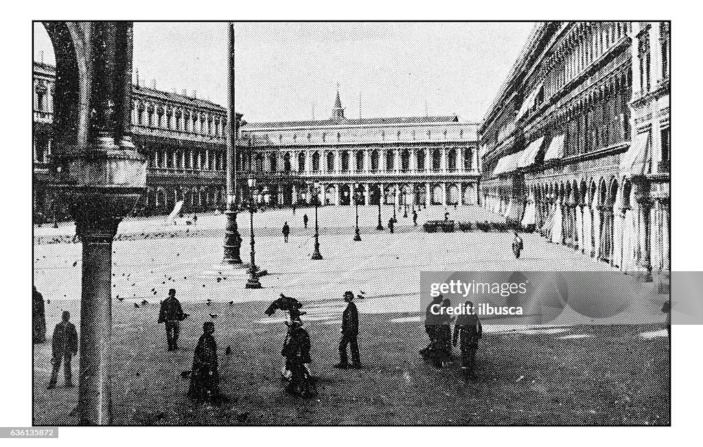 Antique dotprinted photographs of Italy: Venice, St Mark's square
