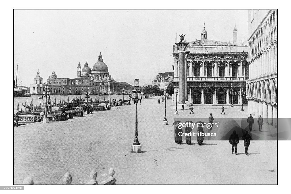 Antique dotprinted photographs of Italy: Venice, Riva degli Schiavoni
