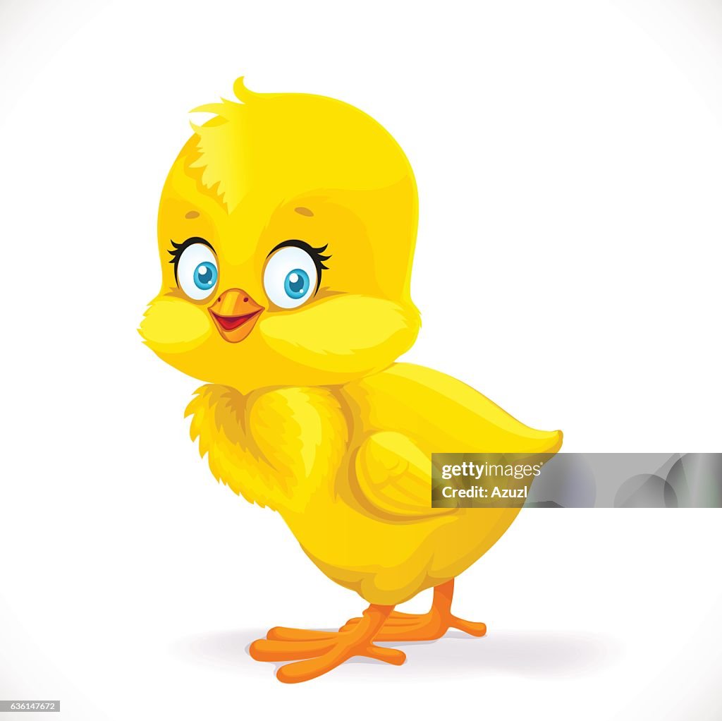Cute Yellow Cartoon Chick Isolated On A White Background High-Res Vector  Graphic - Getty Images