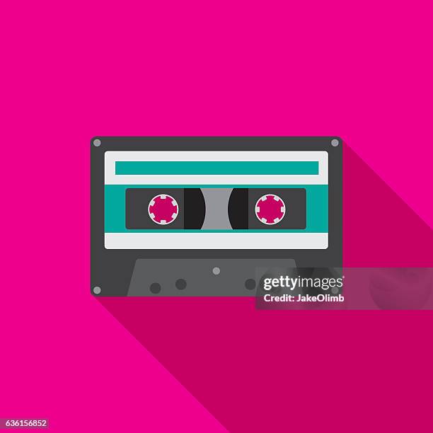ilustrações de stock, clip art, desenhos animados e ícones de cassette icon flat - cassette