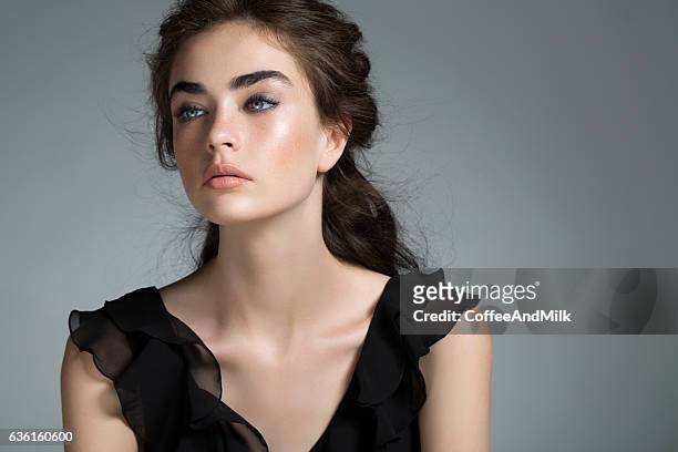 studio shot of young beautiful woman - haute couture bildbanksfoton och bilder