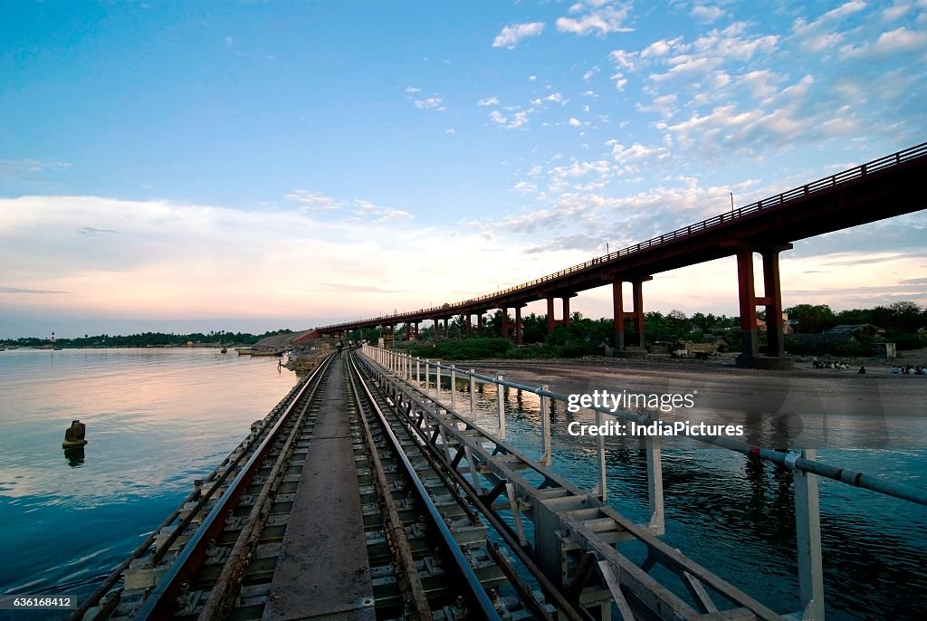 Pamban Railway Bridge and Annai Indira Gandhi roadways bridge