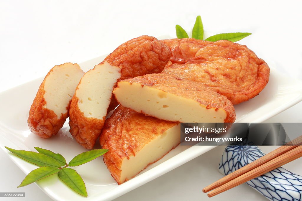 Deep‐fried minced fish and vegetables Satsumaage, Japanese food