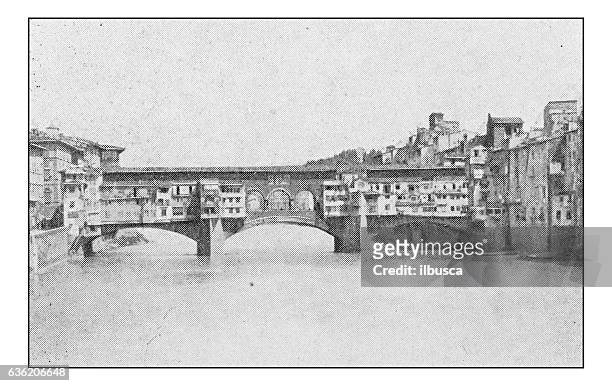 antique dotprinted photographs of italy: florence, ponte vecchio - vecchio 幅插畫檔、美工圖案、卡通及圖標