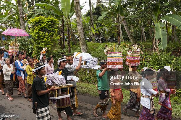 balinese cremation ceremony, procession - crémation photos et images de collection