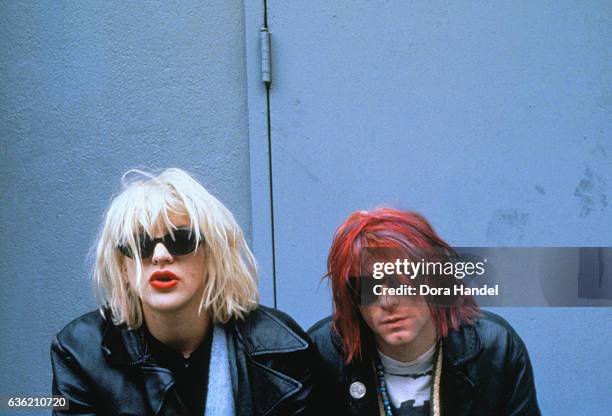 Courtney Love and Kurt Cobain, New York, 10th January 1992.