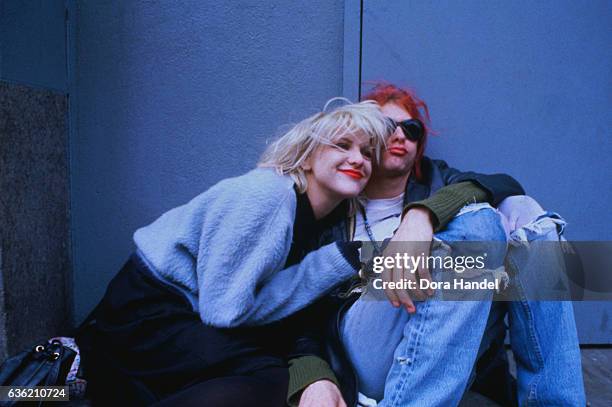 Courtney Love and Kurt Cobain, New York, 10th January 1992.