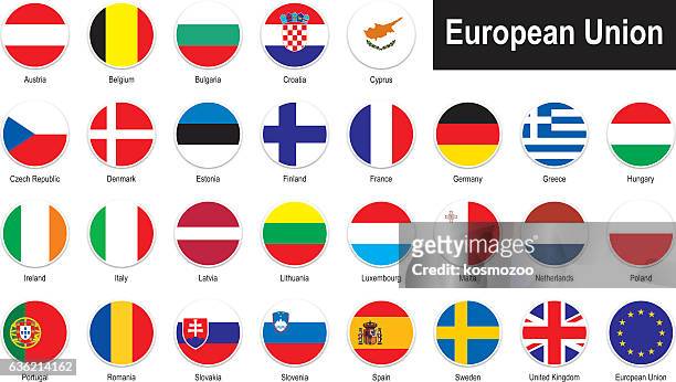 flaggen der europäischen union - flagge stock-grafiken, -clipart, -cartoons und -symbole