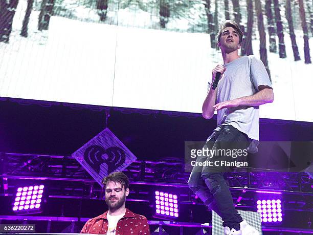 Alex Pall and Andrew Taggart of The Chainsmokers perform onstage during Power 96.1's Jingle Ball 2016 at Philips Arena on December 16, 2016 in...