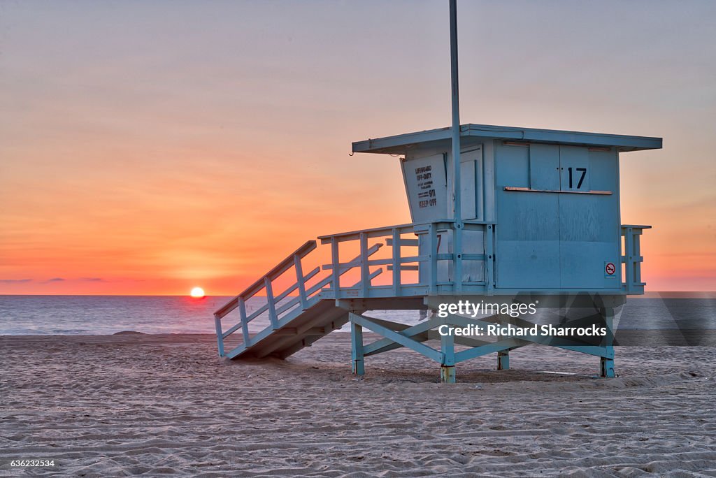 Santa Monica Beach lifeguard hut