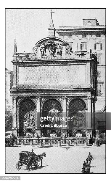 antique dotprinted photographs of italy: rome, fontana dell'acqua felice - acqua 幅插畫檔、美工圖案、卡通及圖標