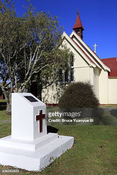 historic te ahurewa maori church - motueka ストックフォトと画像