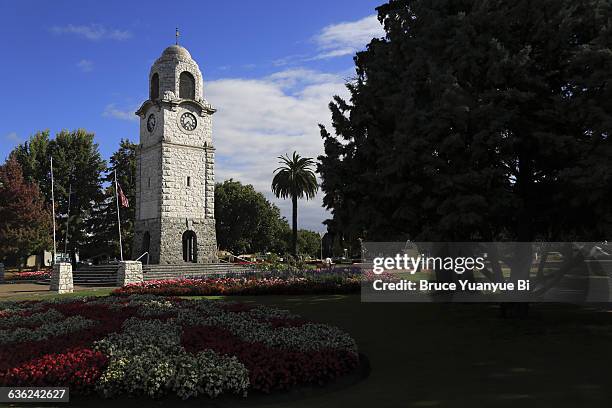 seymour square with war memorial clock tower - blenheim stock pictures, royalty-free photos & images