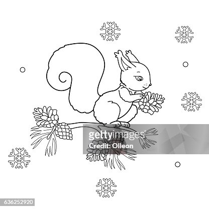 Coloring Page Outline Of Cartoon Squirrel With Cone High-Res Vector Graphic  - Getty Images