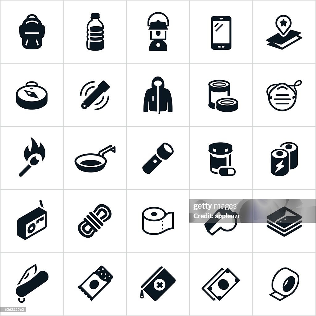 Emergency Preparedness Supplies Icons