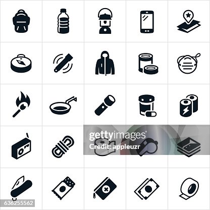 Emergency Preparedness Supplies Icons Emergency Preparedness Supplies Icons