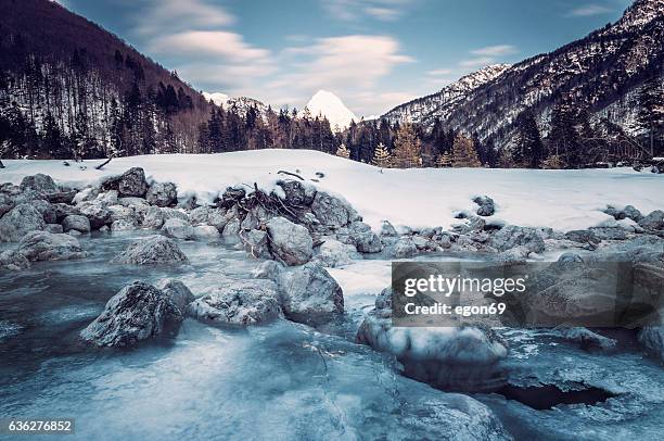 winter landscape - frozen lake stock pictures, royalty-free photos & images